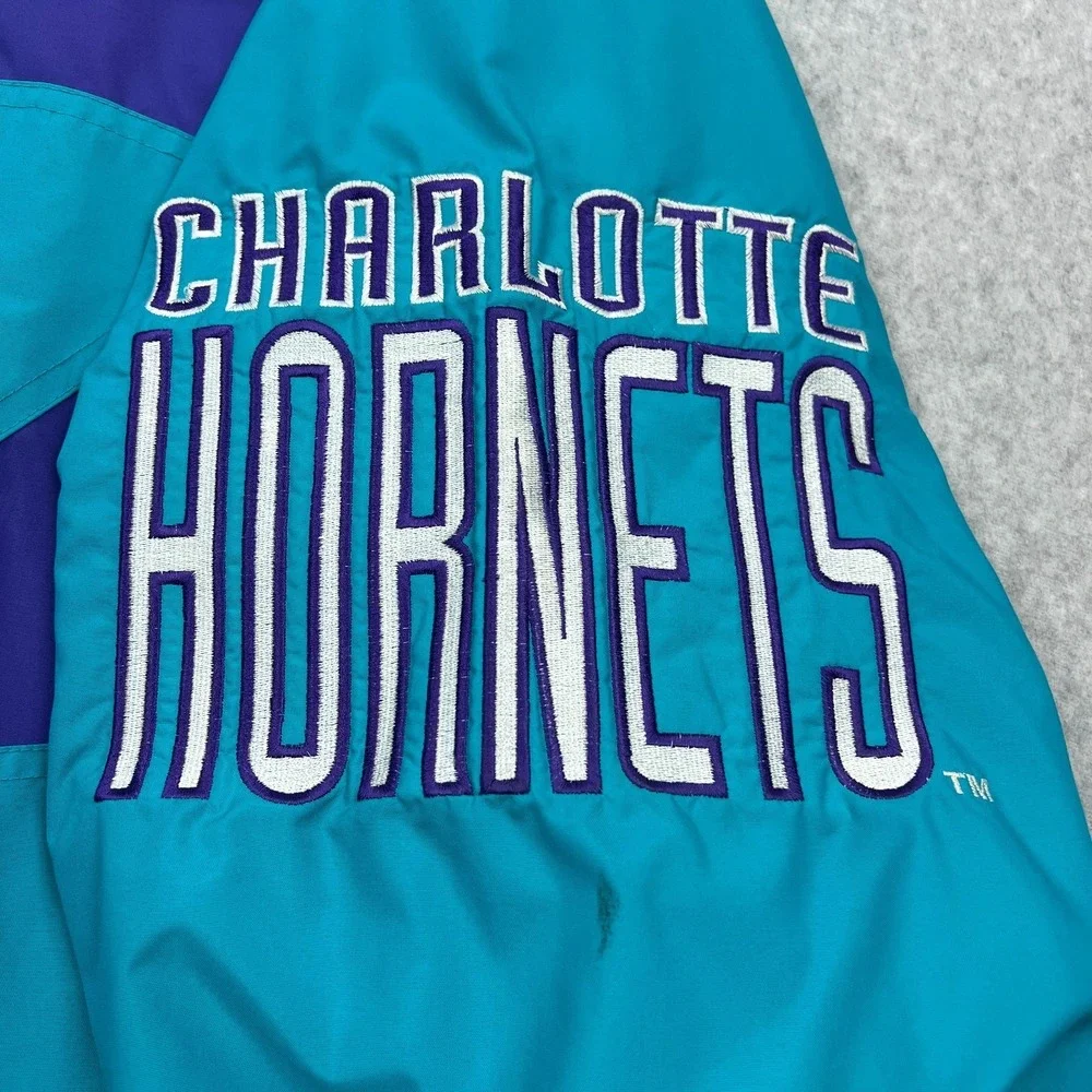 VTG Logo Athletic Charlotte Hornets Sharktooth Windbreaker Jacket Men's XL 90s** - Picture 9 of 16
